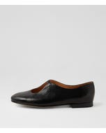 Ulra Black Polish Leather Flat Shoes
