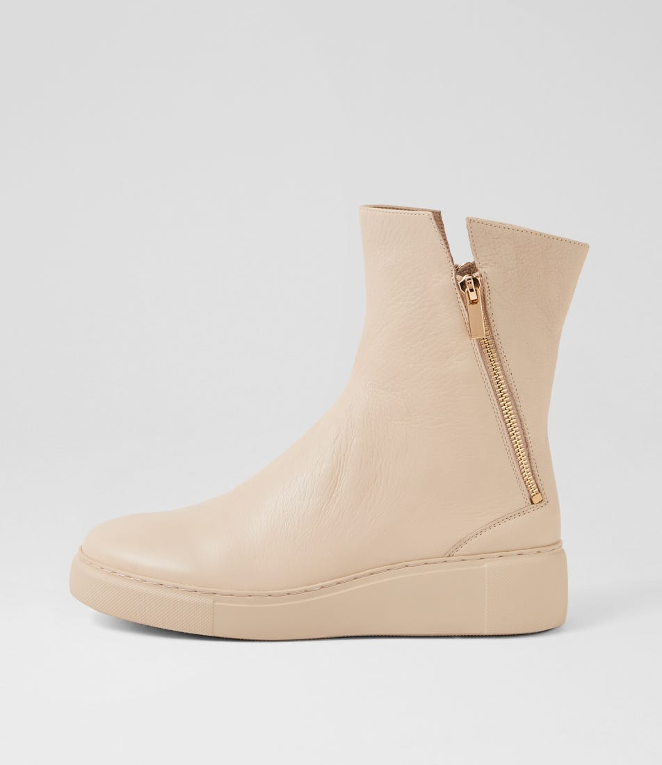 Yukia Vanilla Leather Ankle Boots