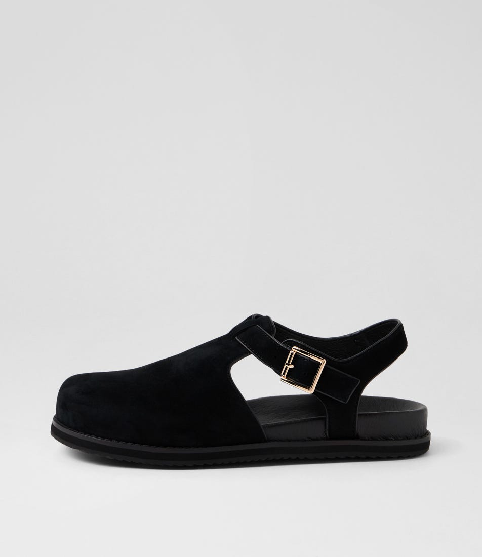 Zona Black Suede Flat Shoes