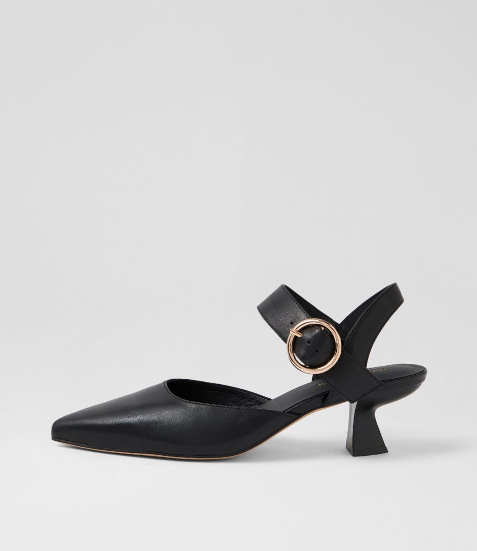 Lides Black Leather Heels