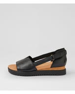 Ayah Black Leather Sandals
