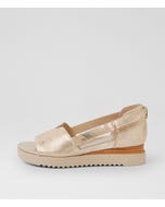 Ayah Pale Gold Almond Cut Leather Sandals