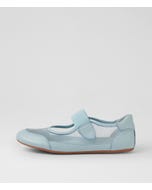 Brya Pale Blue Leather Mesh Ballet Flats