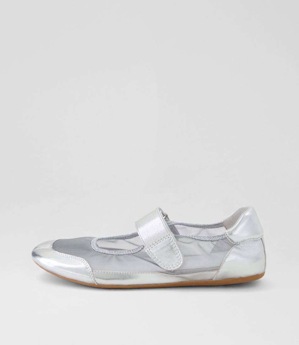 Brya Silver Leather Ballet Flats