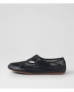 Banans Navy Leather Mix Ballet Flats