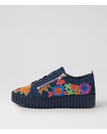 Badre Denim Bright Fabric Lace Up Sneakers