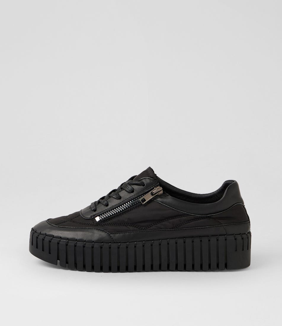 Bep Black Leather Fabric Sneakers