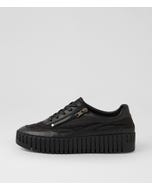Bep Black Leather Fabric Sneakers