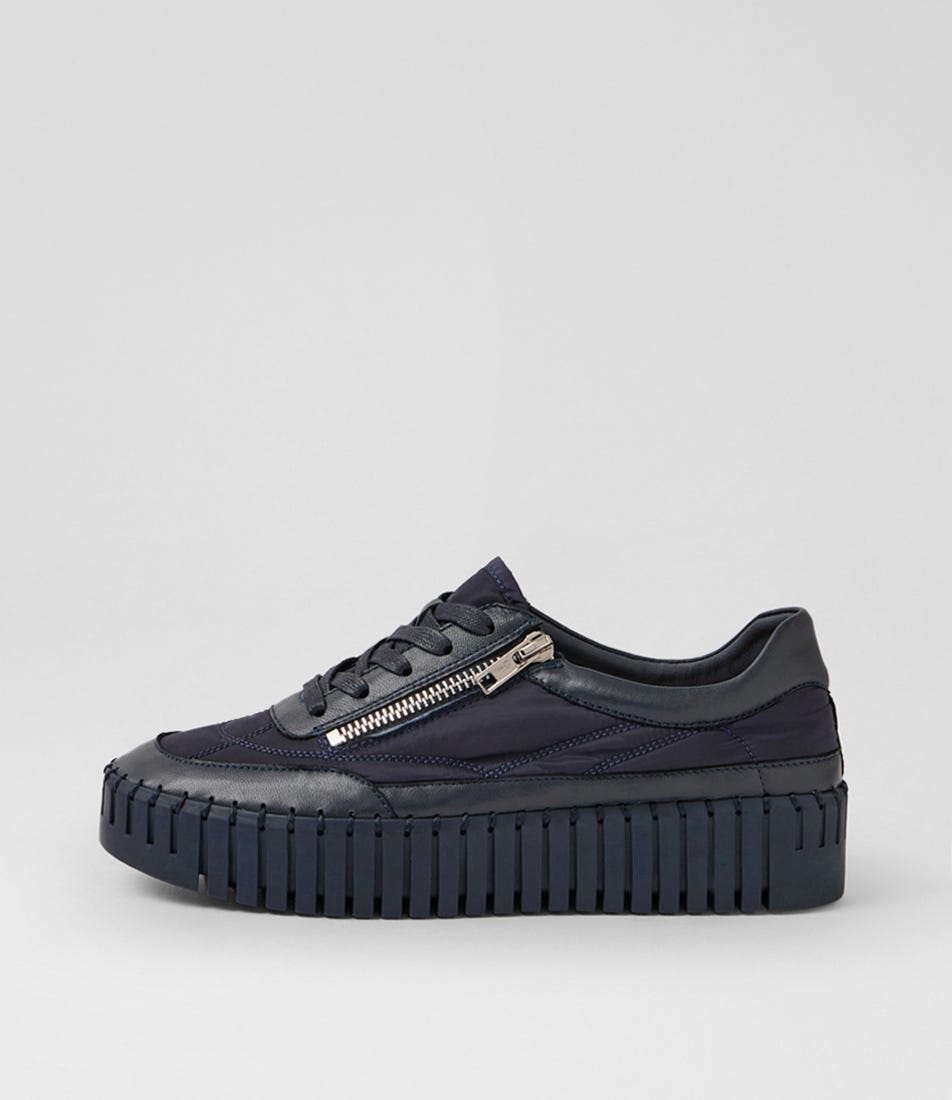 Bep Navy Leather Fabric Sneakers