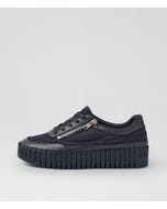 Bep Navy Leather Fabric Sneakers