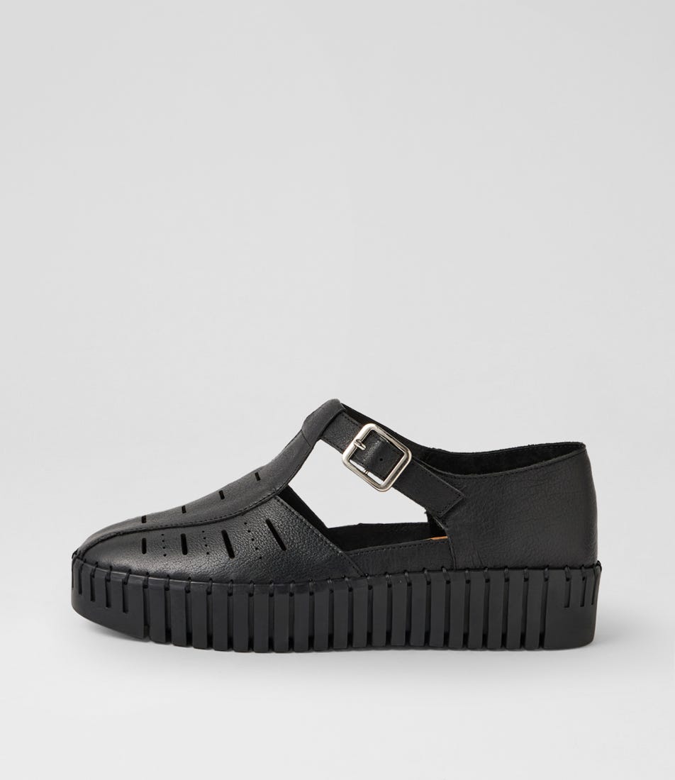 Brikey Black Leather T Bars