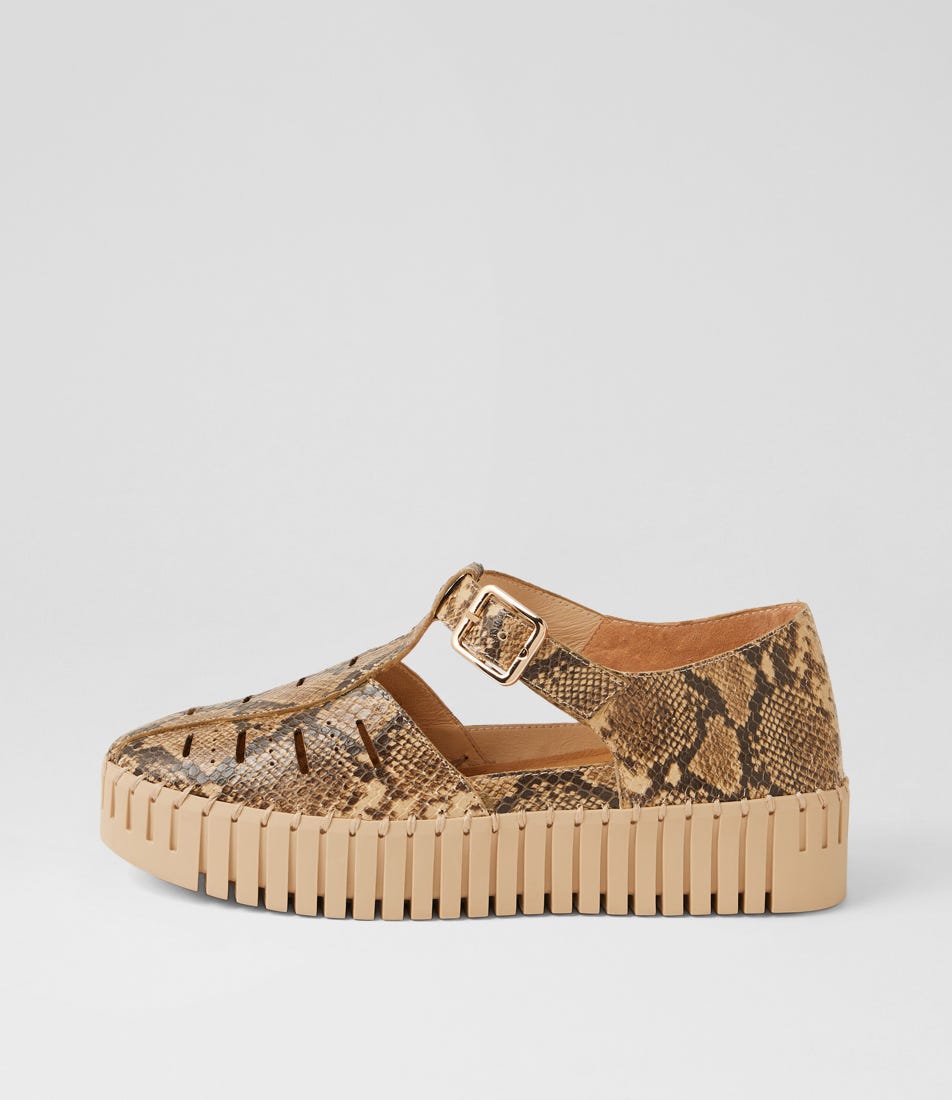 Brikey Camel Choc Leather Flat Shoes
