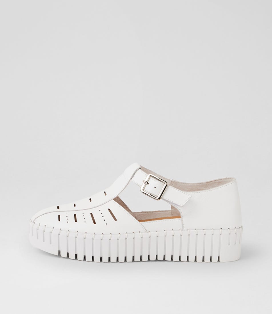 Brikey White Leather T Bars