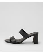Belline Black Leather Heeled Sandals