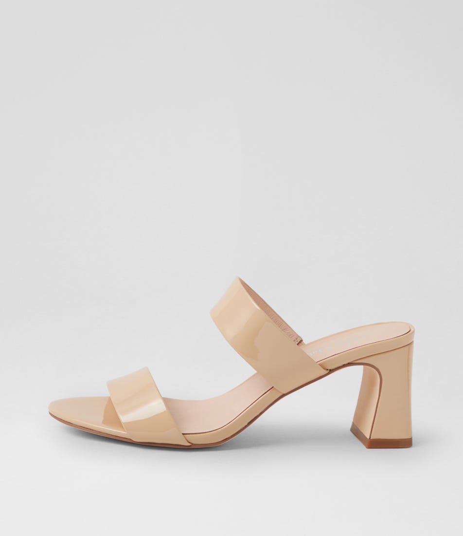 Belline Nude Patent Leather Heeled Sandals