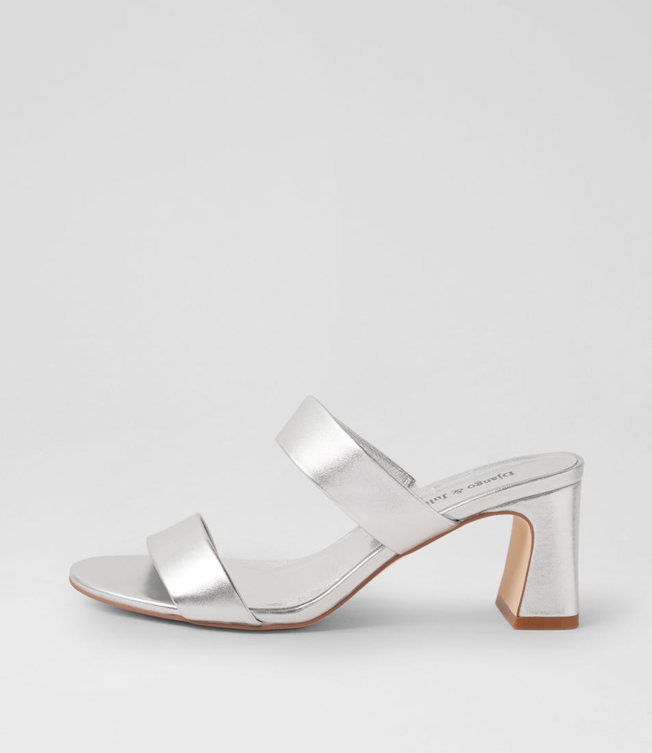 Gavra Silver Leather Heeled Sandals