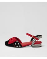 Baloo Black Red Suede Heels