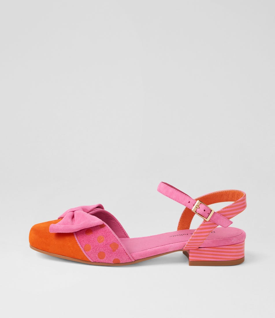 Baloo Orange Pink Suede Heels