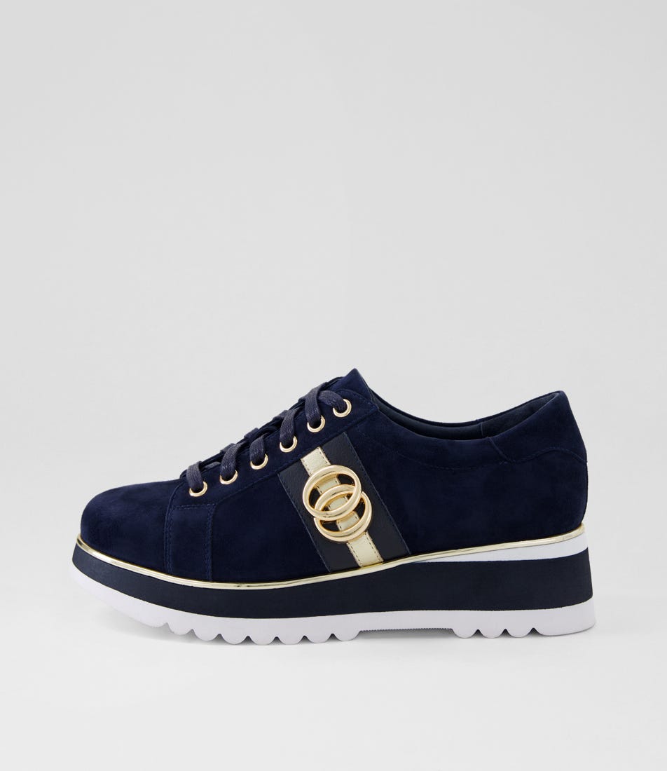 Coralia Navy Suede Multi Lace Up Flats