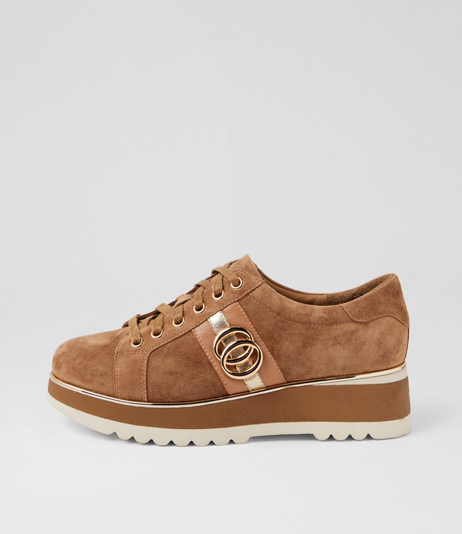 Coralia Light Choc Suede Multi Lace Up Sneakers