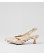 Candas Taupe Ivory Snake Leather Heels