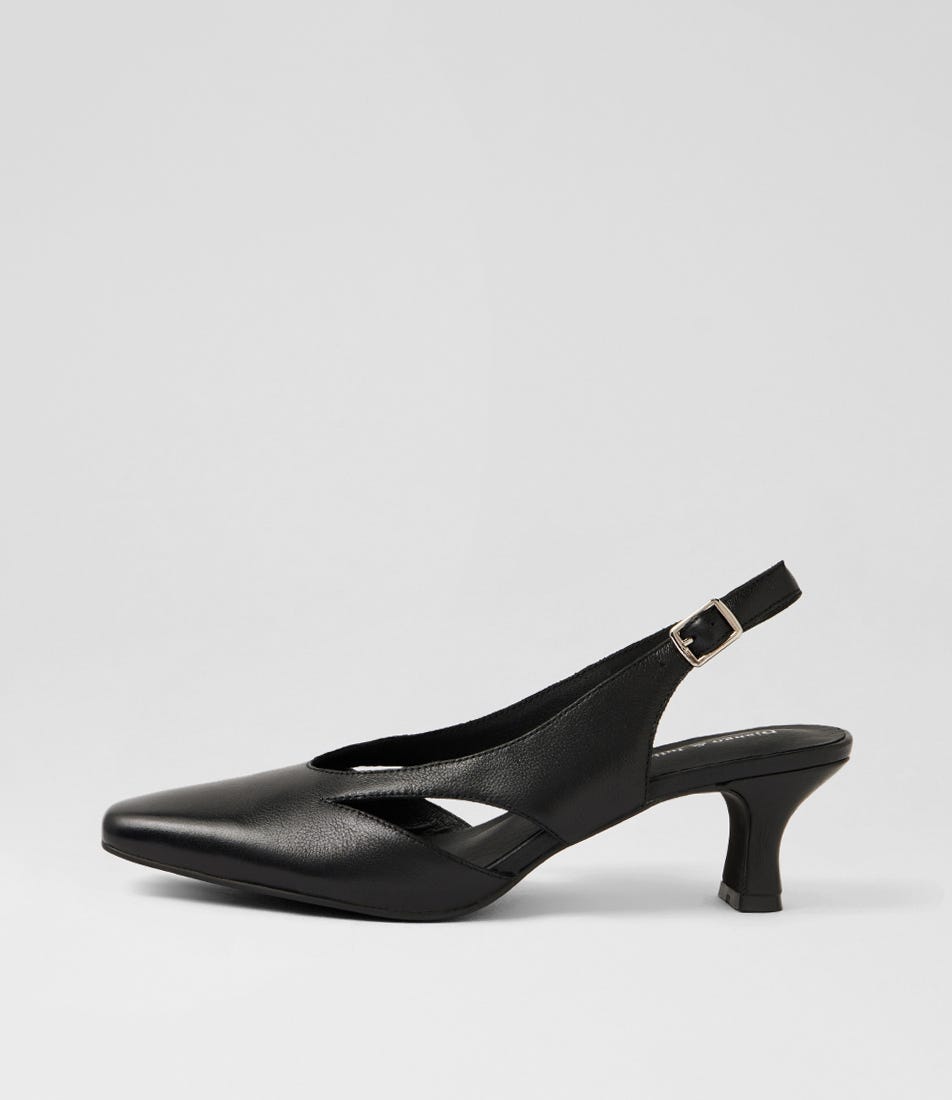 Candas Black Leather Heels