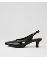 Candas Black Leather Heels