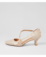 Caretta Taupe Ivory Snake Leather Pump Heels