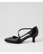 Caretta Black Leather Pump Heels