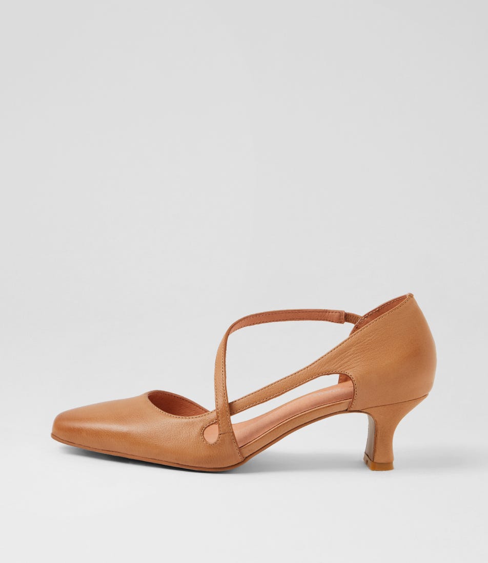 Caretta Dark Tan Leather Pump Heels