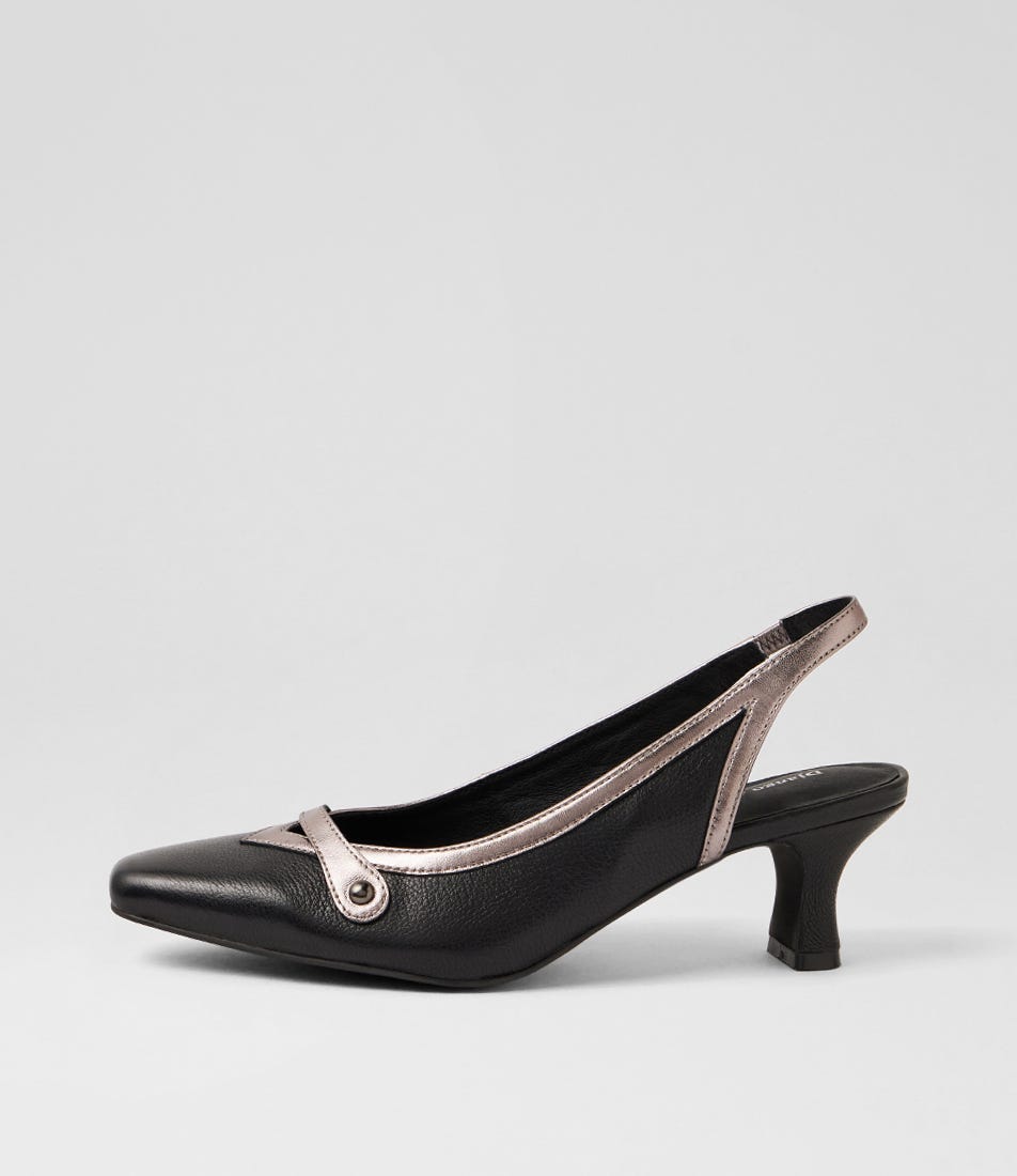Coe Black Pewter Leather Heels