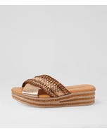 Callula Champagne Bronze Multi Leather Weave Sandals