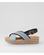 Cayci Denim Multi Leather Weave Sandals