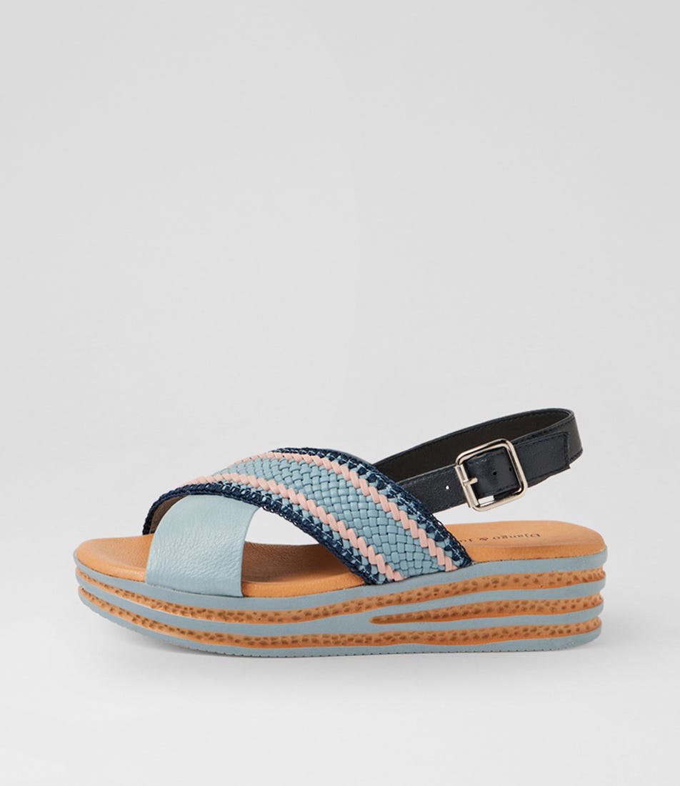 Cayci Denim Multi Leather Weave Sandals