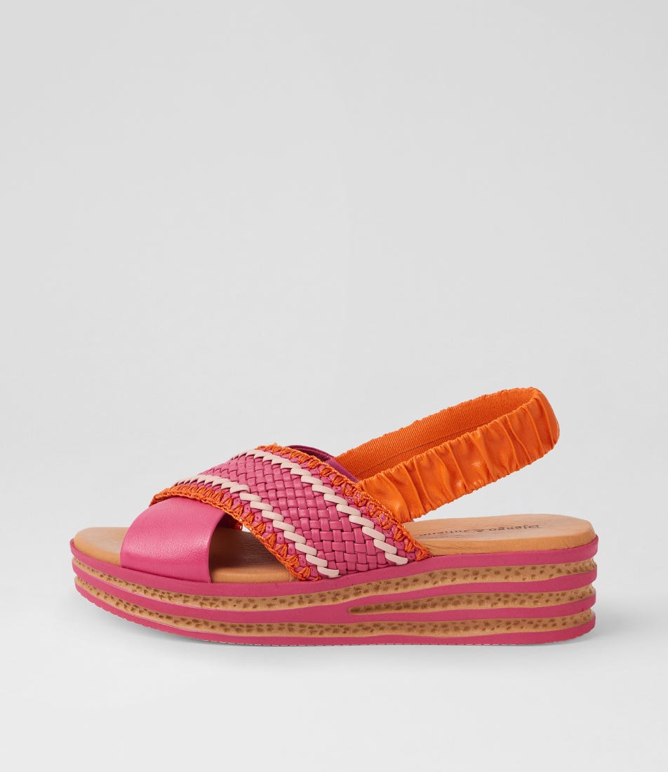 Cayci Fuchsia Multi Leather Sandals