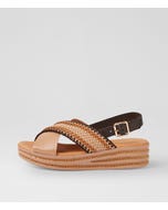 Cayci Camel Multi Leather Weave Sandals