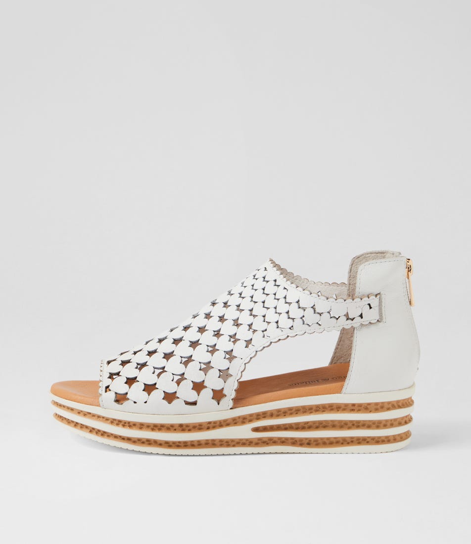 Channa White Leather Sandals