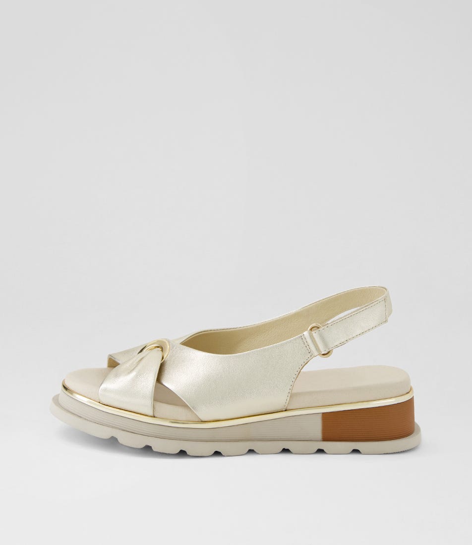 Crystin Pale Gold Leather Sandals
