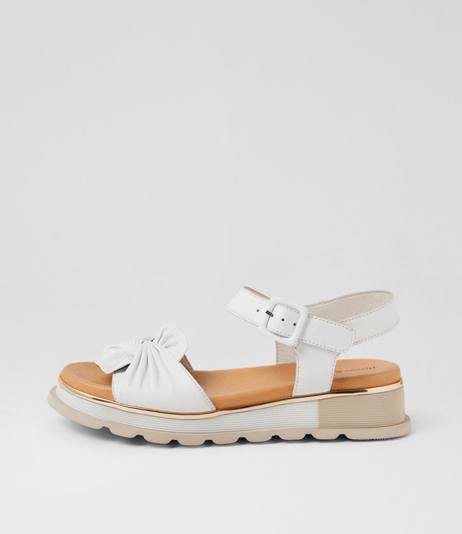 Cindell White Leather Sandals