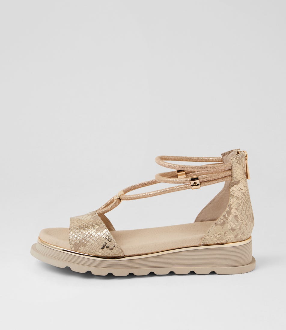 Cimone Ivory Gold Snake Multi Sandals
