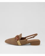 Eboney Coffee Patent Synthetic Slingback Heels