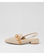 Eboney Ivory Raffia Slingback Heels