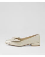 Emlyns Beige Gold Wash Leather Heels