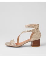 Freoni Ivory Gold Snake Leather Sandals