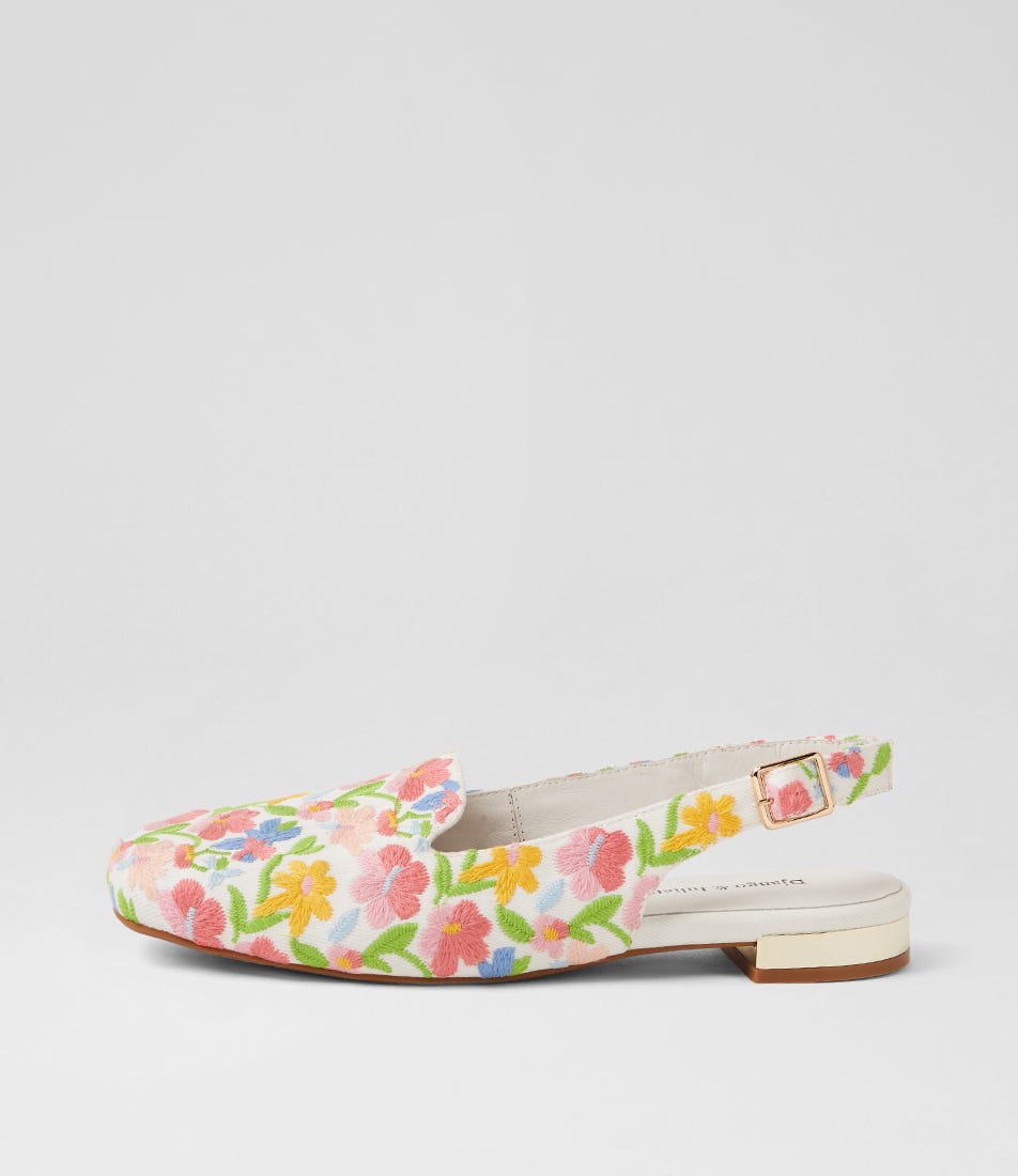 Falak Ivory Gelato Fabric Slingbacks