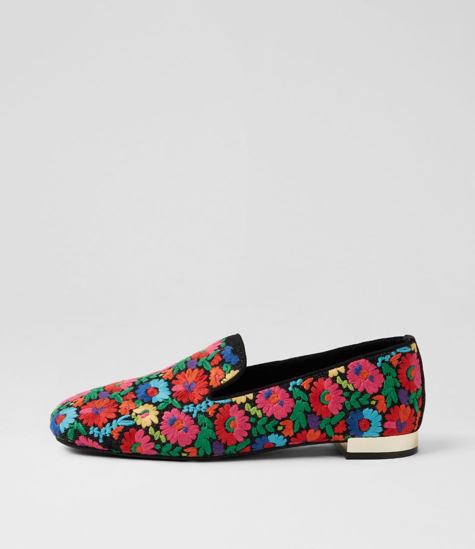 Felis Black Bright Fabric Loafers