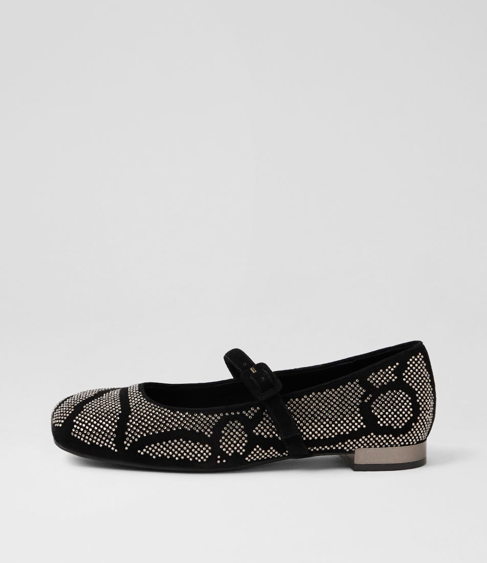 Frier Black Suede Mary Janes