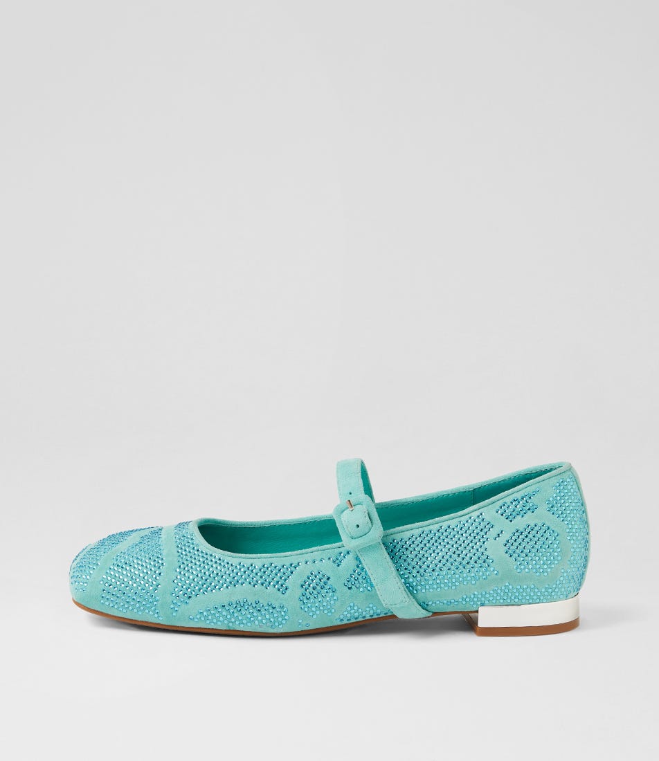 Frier Aquamarine Suede Flat Shoes
