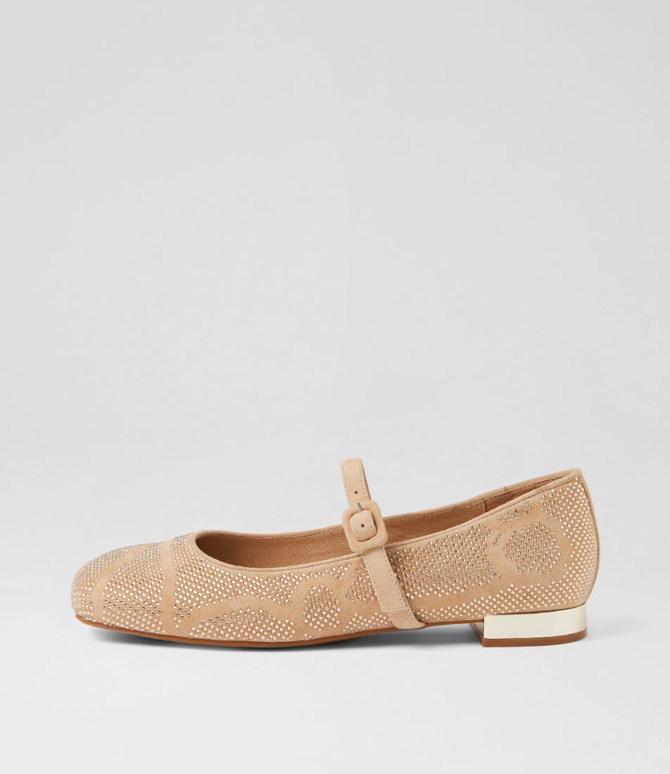 Frier Latte Suede Jewels Flat Shoes