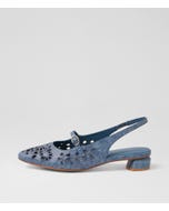 Fenia Blue Denim Leather Flat Shoes